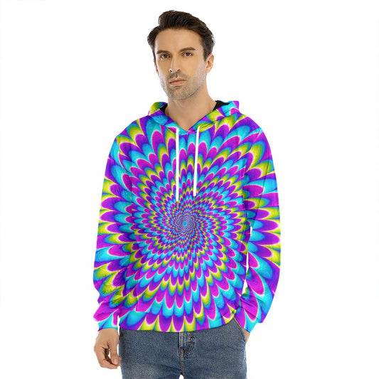 Abstract Dizzy Moving Optical Illusion Men's Velvet Pullover Hoodie