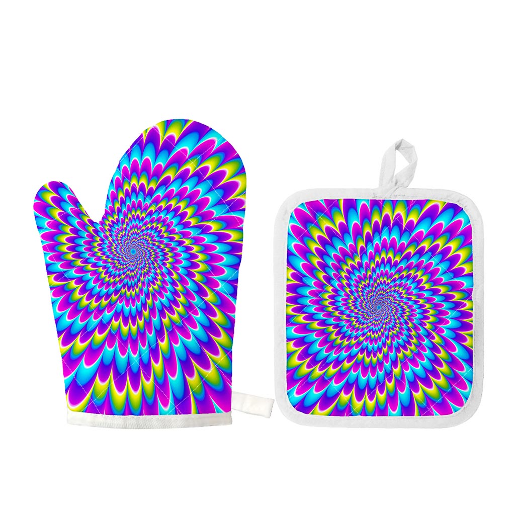 Abstract Dizzy Moving Optical Illusion Oven Mitt And Pot Holder Set