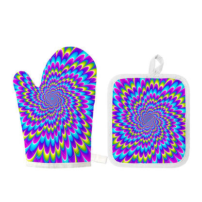 Abstract Dizzy Moving Optical Illusion Oven Mitt And Pot Holder Set
