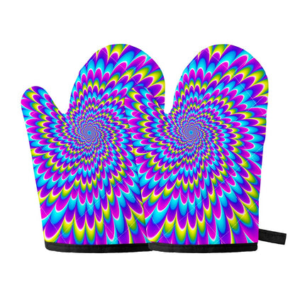 Abstract Dizzy Moving Optical Illusion Oven Mitts
