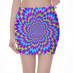 Abstract Dizzy Moving Optical Illusion Pencil Mini Skirt