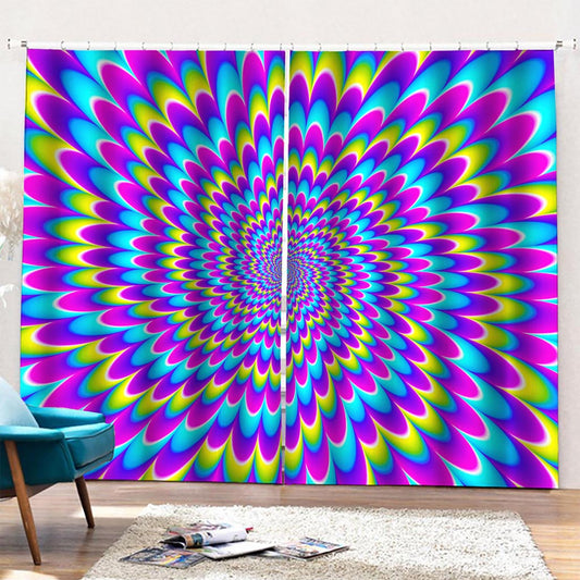 Abstract Dizzy Moving Optical Illusion Pencil Pleat Curtains