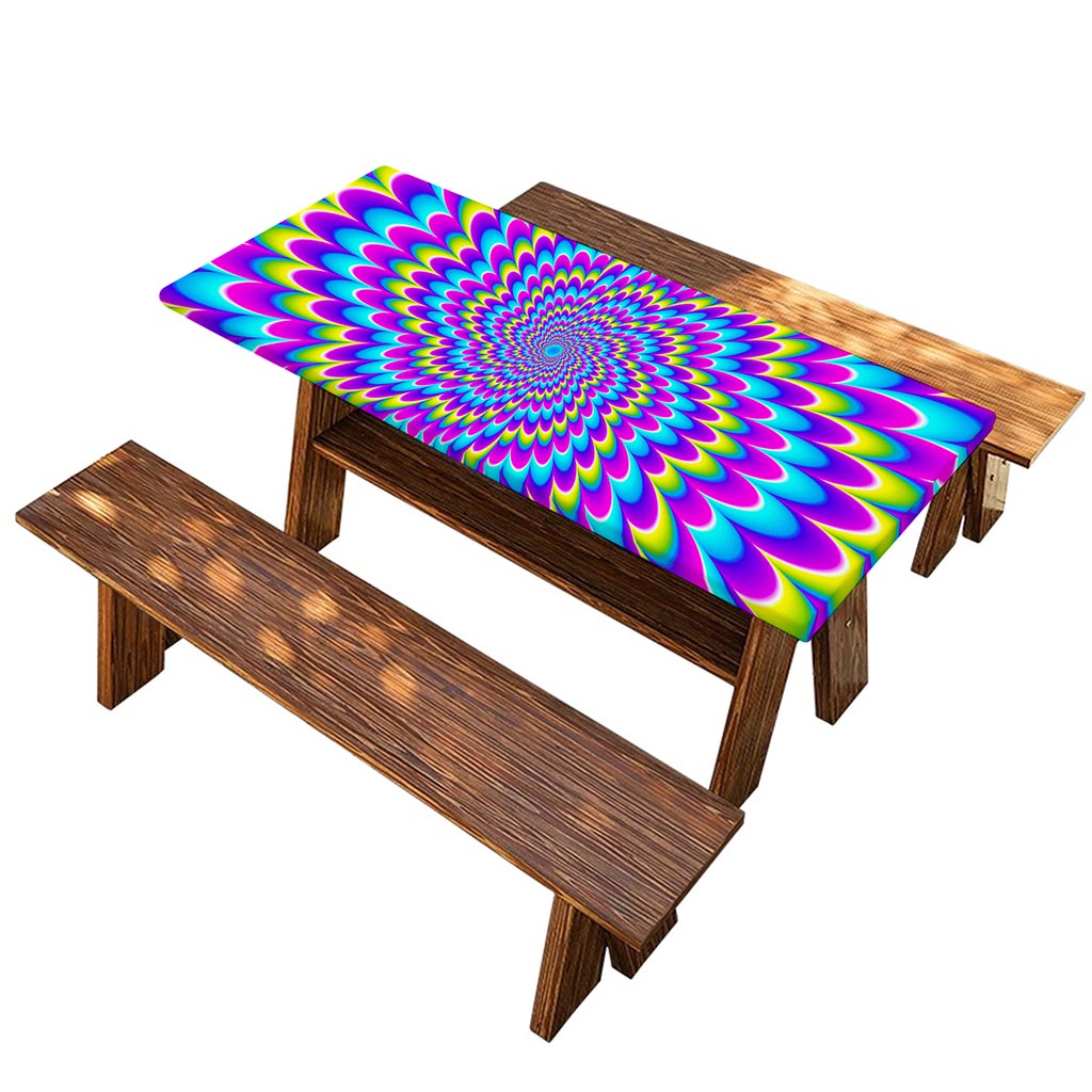 Abstract Dizzy Moving Optical Illusion Picnic Table Cover