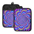 Abstract Dizzy Moving Optical Illusion Pot Holders With Pocket