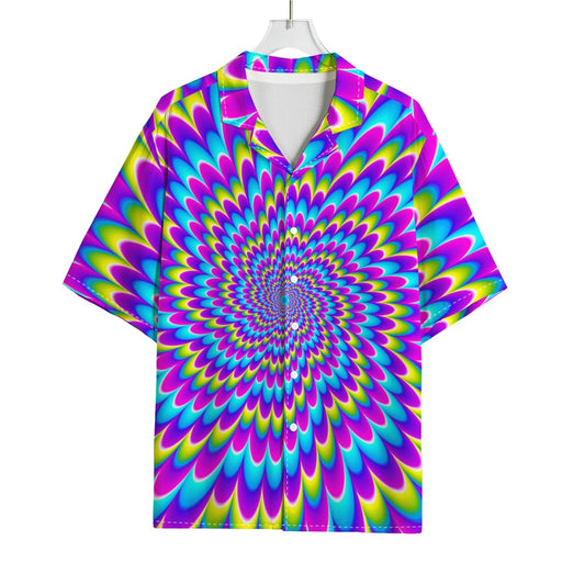 Abstract Dizzy Moving Optical Illusion Rayon Hawaiian Shirt