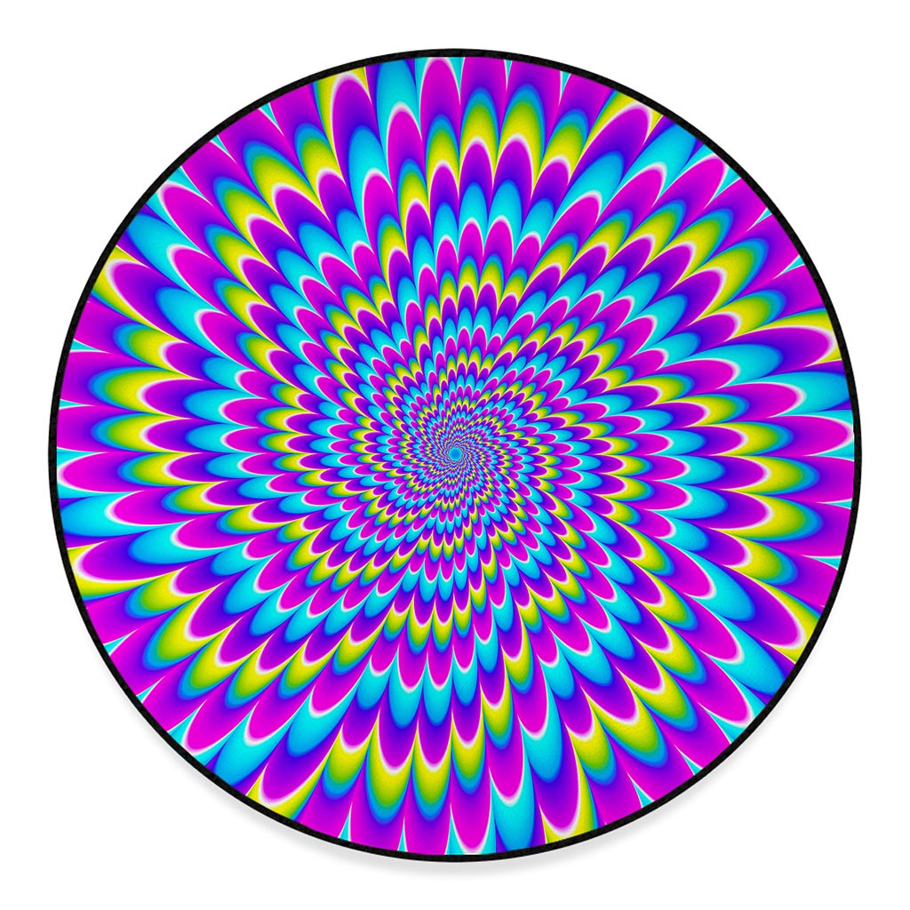 Abstract Dizzy Moving Optical Illusion Round Floor Mat