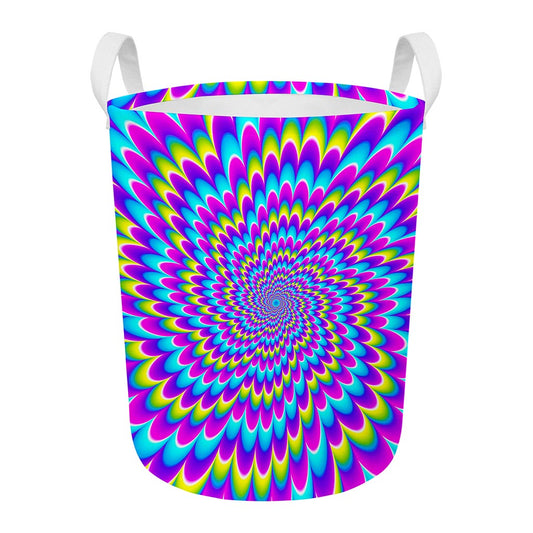 Abstract Dizzy Moving Optical Illusion Round Laundry Basket