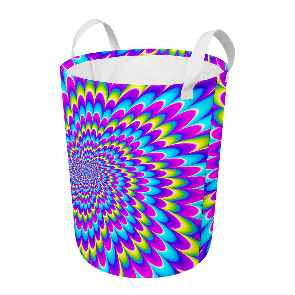 Abstract Dizzy Moving Optical Illusion Round Laundry Basket