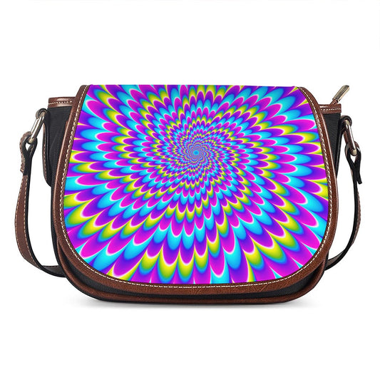 Abstract Dizzy Moving Optical Illusion Saddle Bag