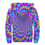 Abstract Dizzy Moving Optical Illusion Sherpa Lined Zip Up Hoodie