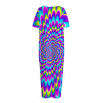 Abstract Dizzy Moving Optical Illusion Short Sleeve Long Nightdress