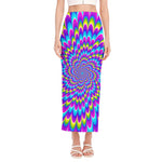 Abstract Dizzy Moving Optical Illusion Side Slit Maxi Skirt