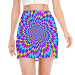 Abstract Dizzy Moving Optical Illusion Side Slit Mini Skirt