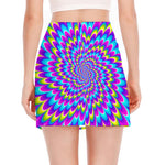 Abstract Dizzy Moving Optical Illusion Side Slit Mini Skirt