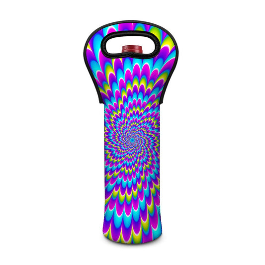 Abstract Dizzy Moving Optical Illusion Single Neoprene Wine Tote