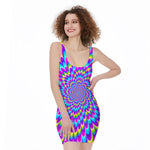 Abstract Dizzy Moving Optical Illusion Sleeveless Bodycon Dress