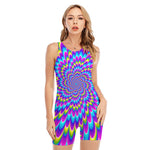 Abstract Dizzy Moving Optical Illusion Sleeveless One Piece Swimsuit