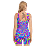 Abstract Dizzy Moving Optical Illusion Sleeveless One Piece Swimsuit