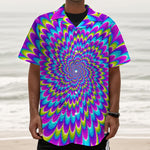 Abstract Dizzy Moving Optical Illusion Textured Short Sleeve Shirt