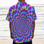 Abstract Dizzy Moving Optical Illusion Textured Short Sleeve Shirt