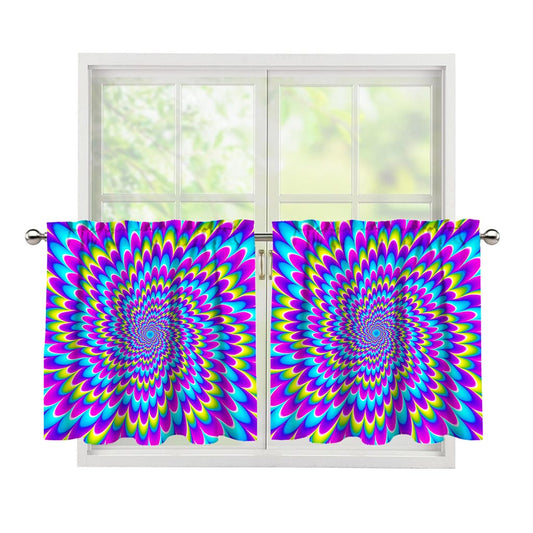 Abstract Dizzy Moving Optical Illusion Tier Curtains