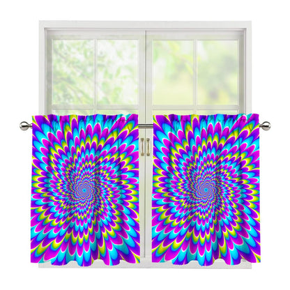 Abstract Dizzy Moving Optical Illusion Tier Curtains
