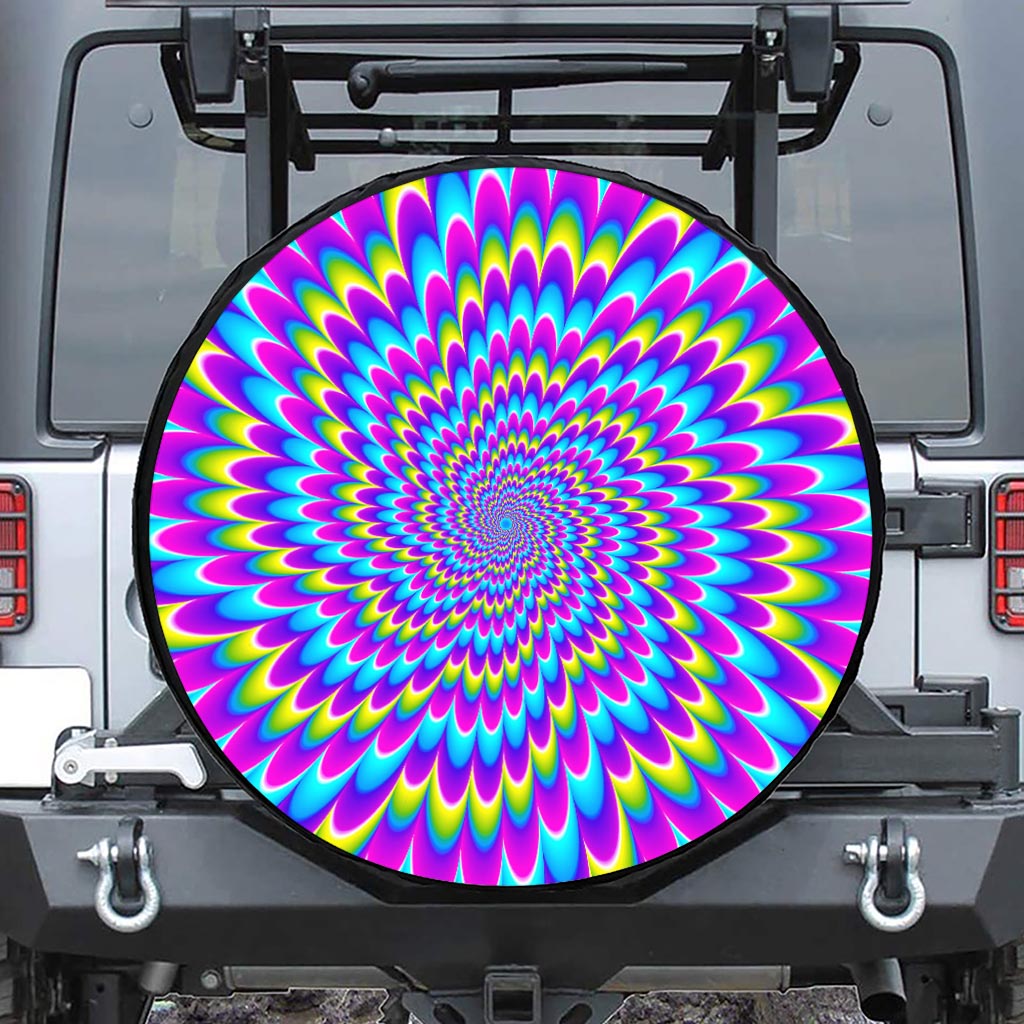Abstract Dizzy Moving Optical Illusion Tire Cover