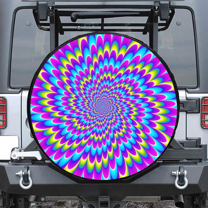 Abstract Dizzy Moving Optical Illusion Tire Cover