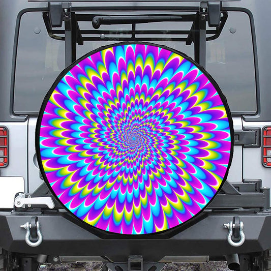 Abstract Dizzy Moving Optical Illusion Tire Cover
