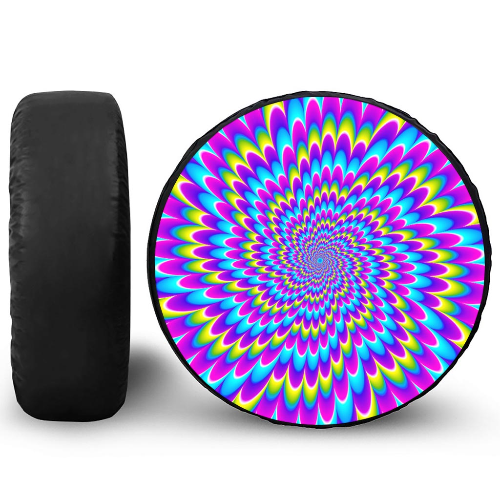 Abstract Dizzy Moving Optical Illusion Tire Cover