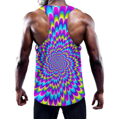 Abstract Dizzy Moving Optical Illusion Training Tank Top