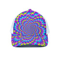 Abstract Dizzy Moving Optical Illusion White Mesh Trucker Hat