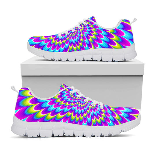 Abstract Dizzy Moving Optical Illusion White Running Shoes