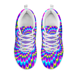 Abstract Dizzy Moving Optical Illusion White Running Shoes