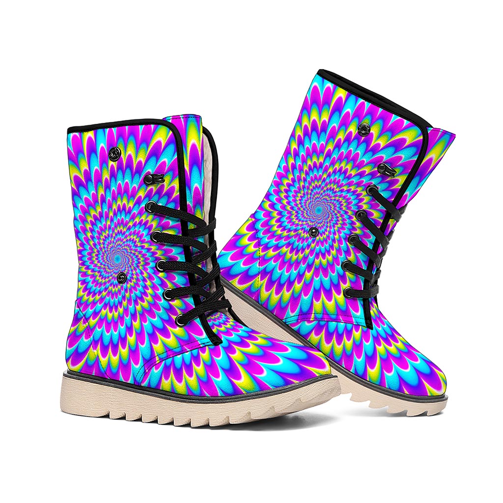 Abstract Dizzy Moving Optical Illusion Winter Boots
