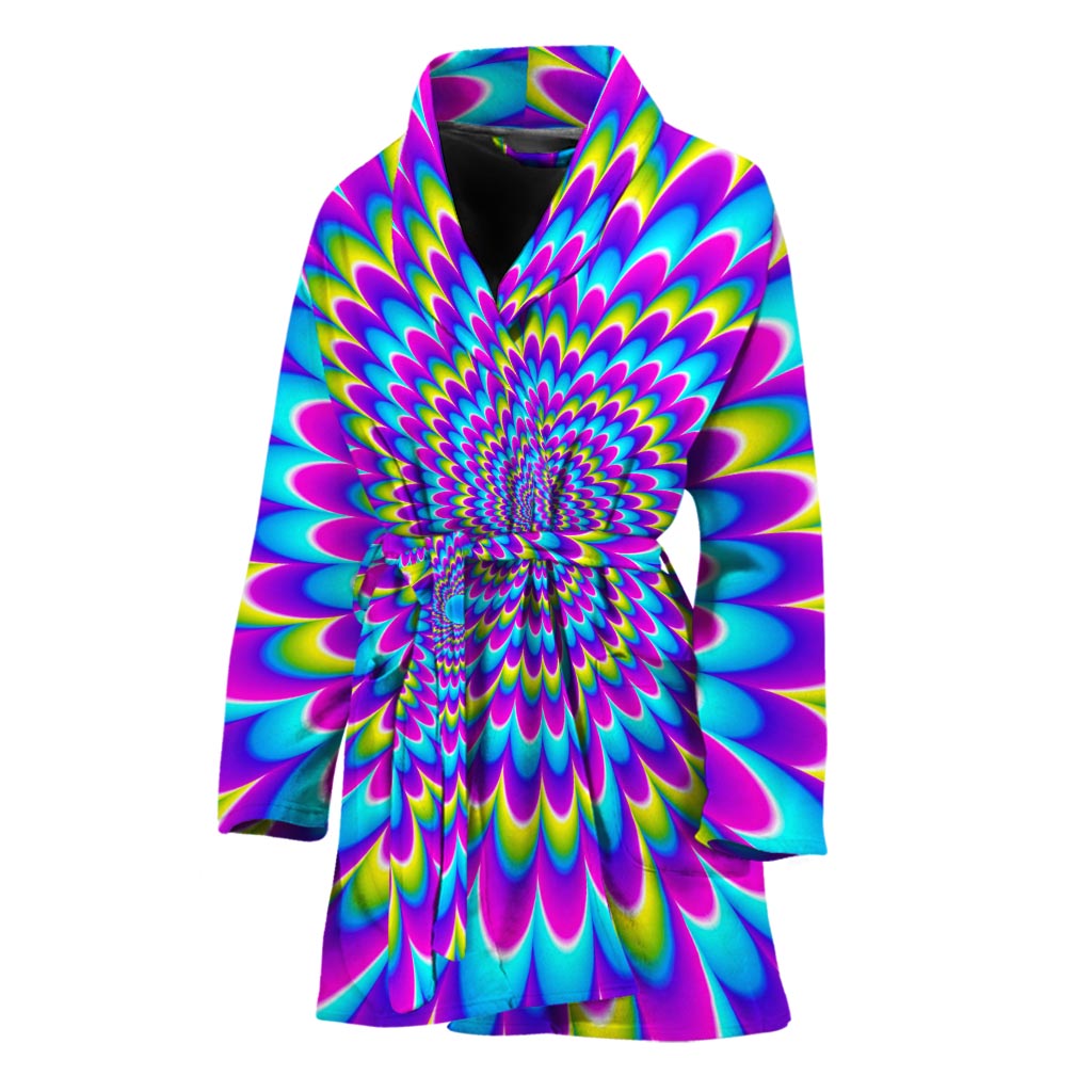 Abstract Dizzy Moving Optical Illusion Women's Bathrobe