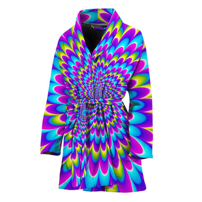 Abstract Dizzy Moving Optical Illusion Women's Bathrobe