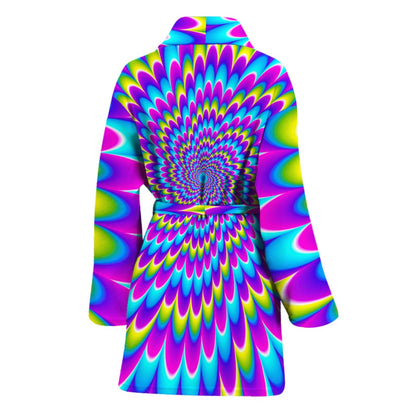 Abstract Dizzy Moving Optical Illusion Women's Bathrobe