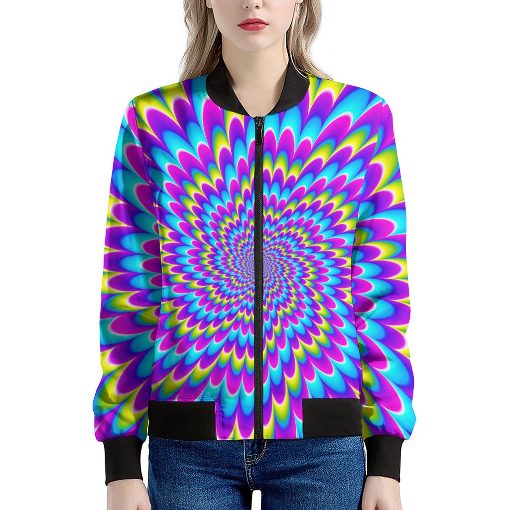 Abstract Dizzy Moving Optical Illusion Women's Bomber Jacket