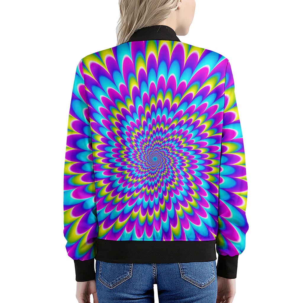 Abstract Dizzy Moving Optical Illusion Women's Bomber Jacket