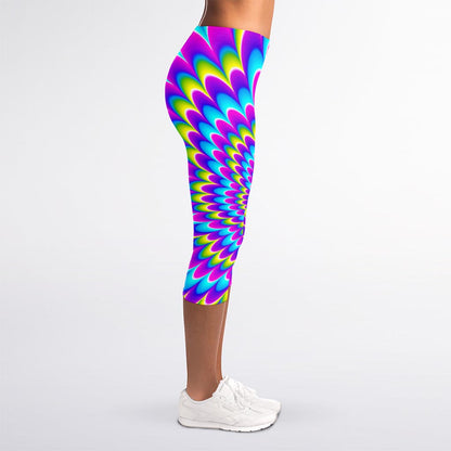 Abstract Dizzy Moving Optical Illusion Women's Capri Leggings