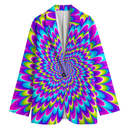 Abstract Dizzy Moving Optical Illusion Women's Cotton Blazer