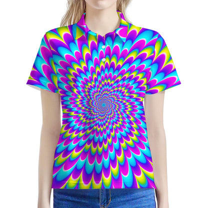 Abstract Dizzy Moving Optical Illusion Women's Polo Shirt