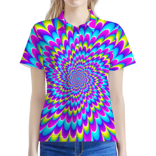 Abstract Dizzy Moving Optical Illusion Women's Polo Shirt