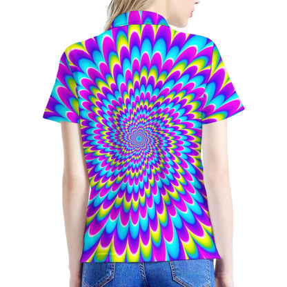 Abstract Dizzy Moving Optical Illusion Women's Polo Shirt