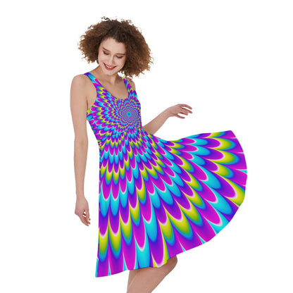 Abstract Dizzy Moving Optical Illusion Women's Sleeveless Dress