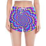 Abstract Dizzy Moving Optical Illusion Women's Split Running Shorts