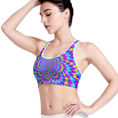 Abstract Dizzy Moving Optical Illusion Women's Sports Bra