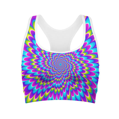 Abstract Dizzy Moving Optical Illusion Women's Sports Bra
