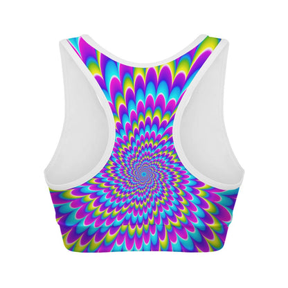 Abstract Dizzy Moving Optical Illusion Women's Sports Bra